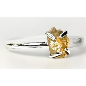 VTG Natural Yellow Sapphire Gemstone Rough Sterling Silver Ring Handmade- Size 6